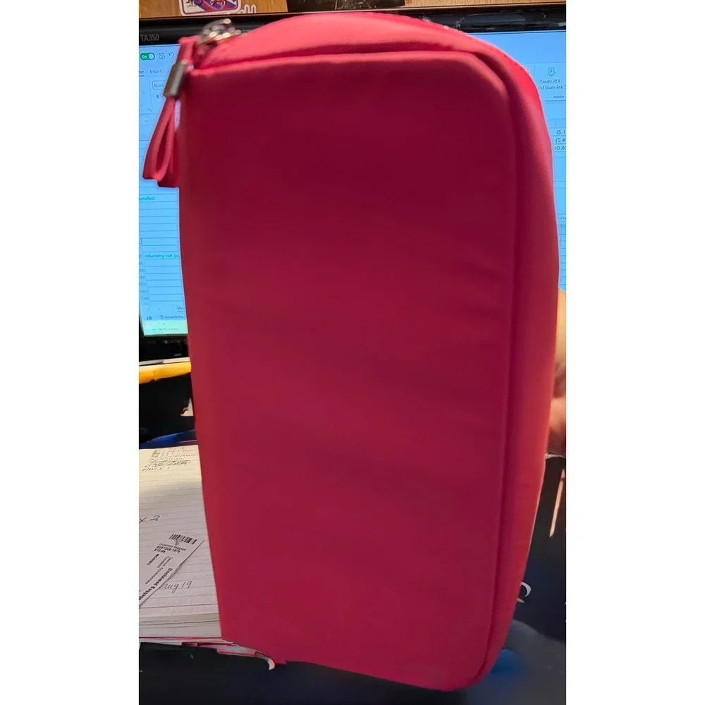 Pink Zip Around Travel Case Women OS Pink NEW Satin Finish Organizer